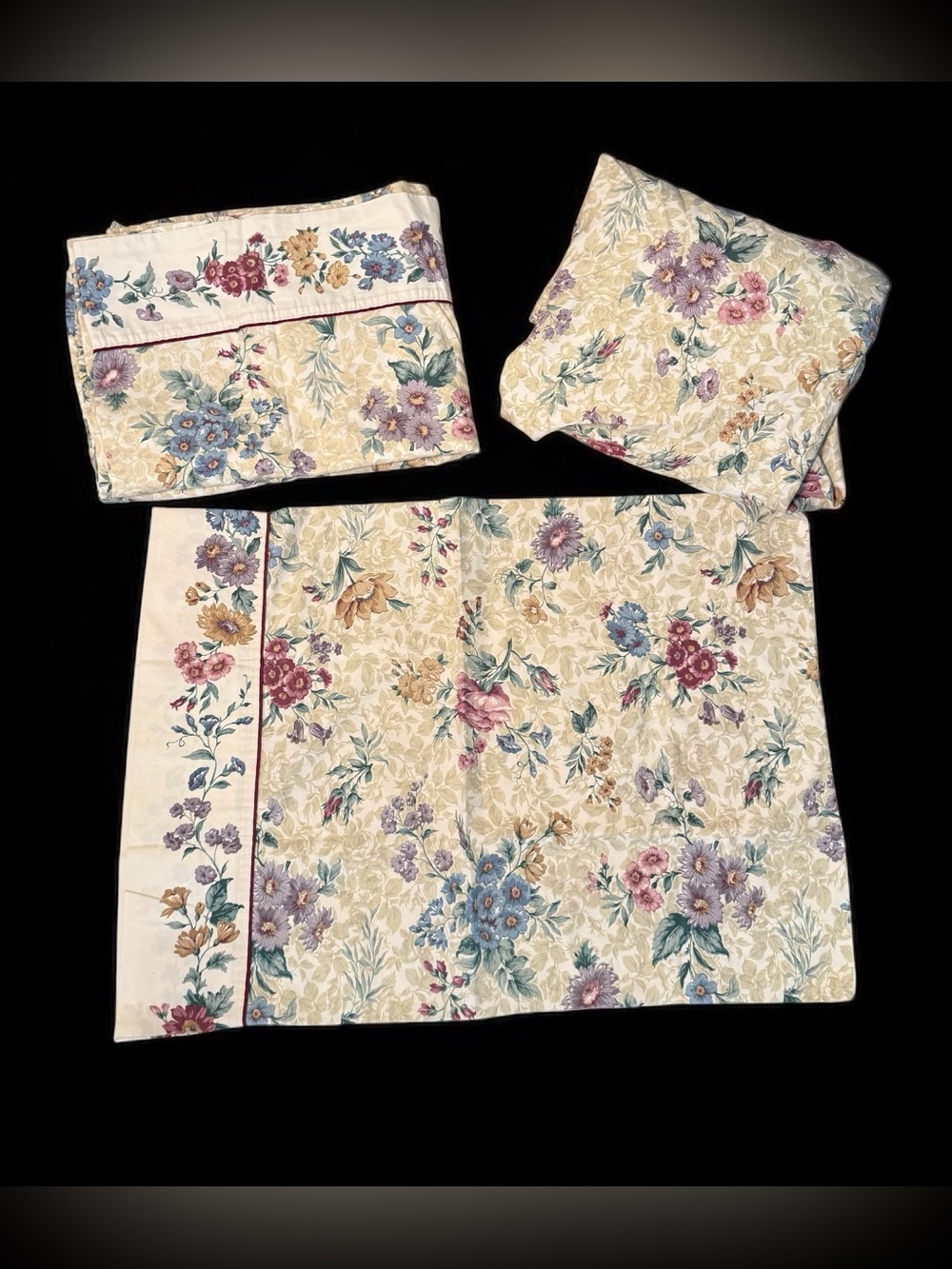 Vintage Floral Print Dan Rivers No Iron Percale Poly Cotton Twin Size Sheet Set